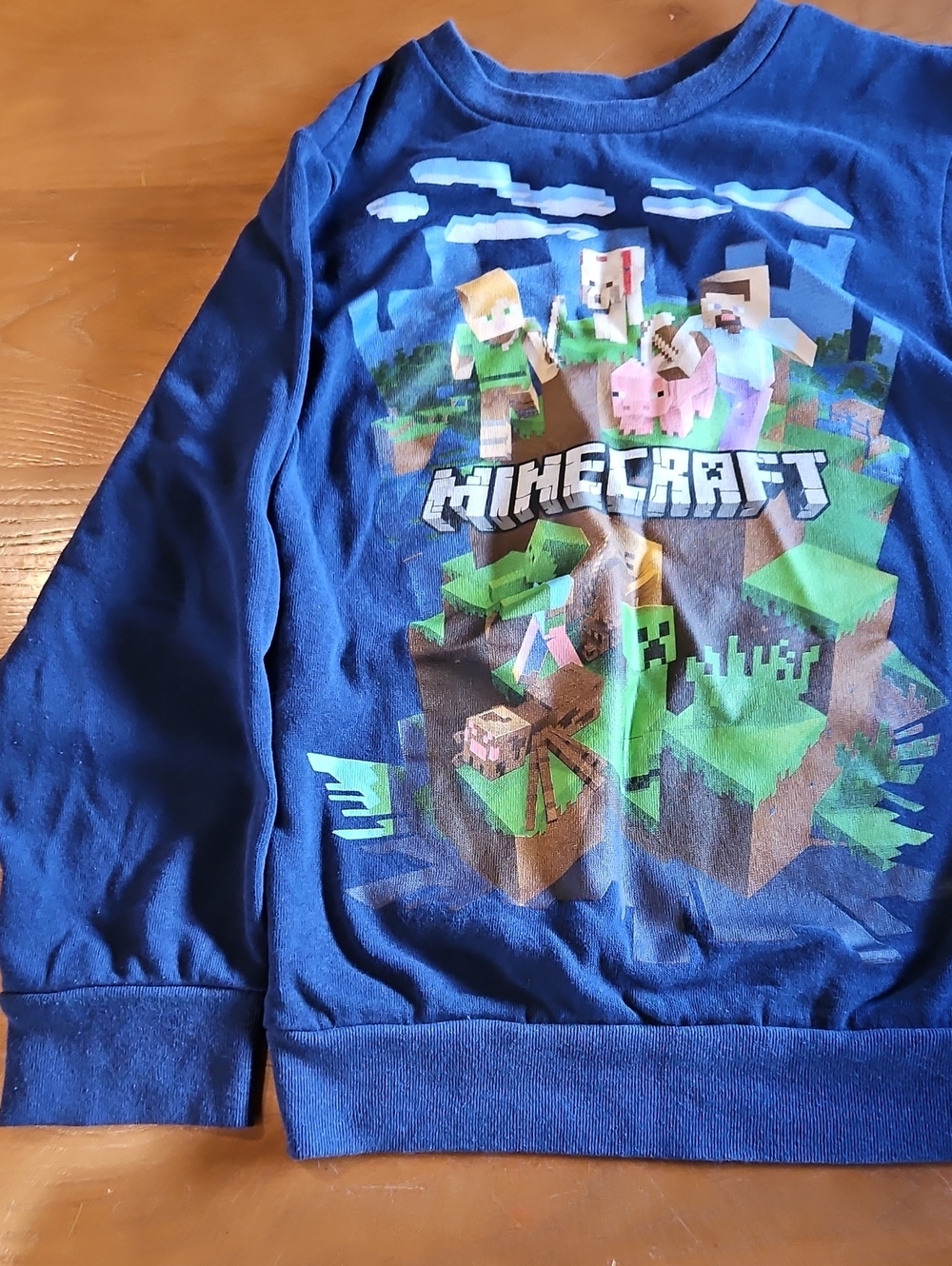 Minecraft Blue Kids Long Sleeve Graphic Shirt Boys Medium